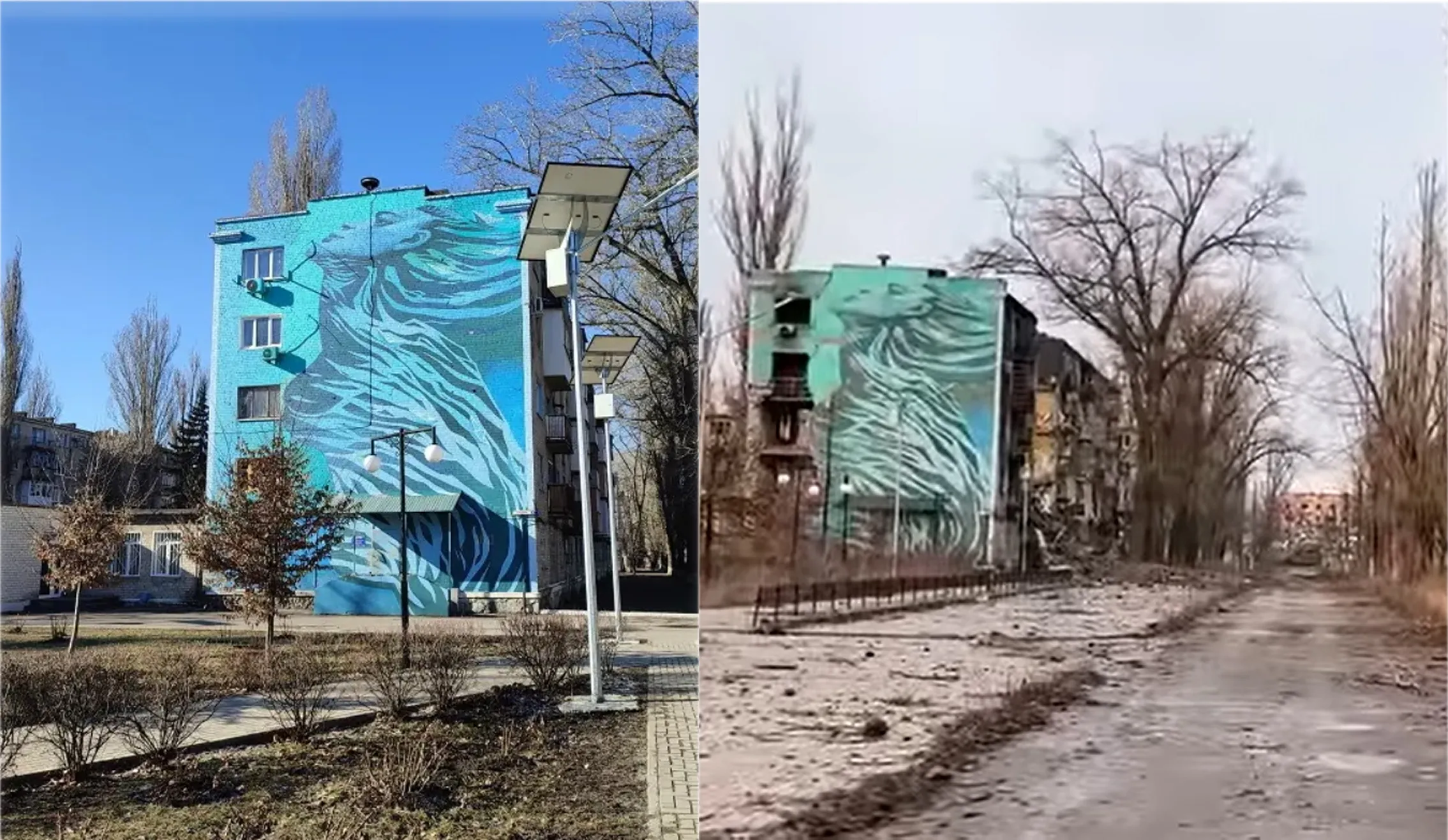 Мурал «Река жизни» в центре Авдеевки