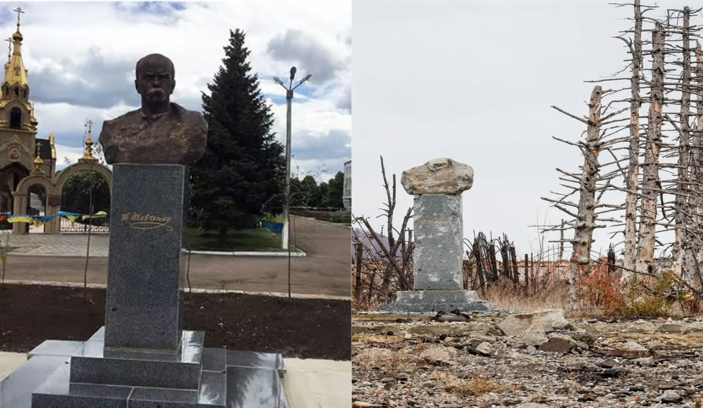 Памятник Тарасу Шевченко в центре Марьинки